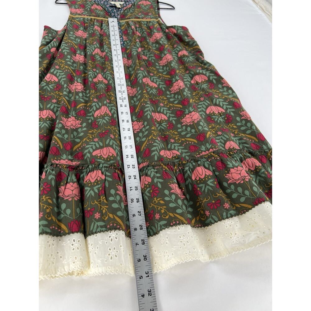 Boho Floral Babydoll Dress Womens Large Cottagecore Ruffle Hem Sleeveless - Picture 7 of 11